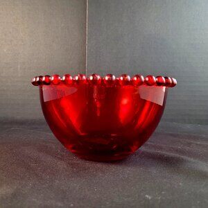 Vintage 5” Candlewick Hobnail Ruby Red Glass Bowl